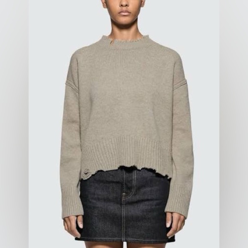 Helmut Lang Taupe Crew Neck Sweater